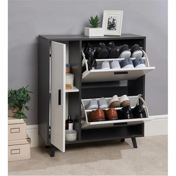 Image of Greenhurst Shoe Storage Cabinet 86 x 75 x 29cm - Grey One Size