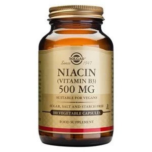 Image of Solgar Niacin Vitamin B3 500 mg Vegetable Capsules 100 vegicaps