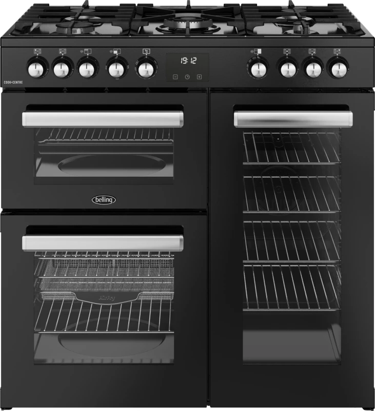 Image of Belling Cookcentre 90cm Dual Fuel Range Cooker - Black 444411793 Black