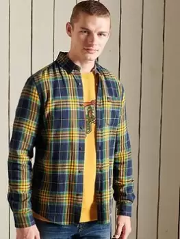 Image of Superdry Heritage Lumberjack Shirt, Yellow Check, Size L, Men