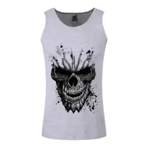 Image of Grindstore Mens Carved Skull Vest Top (L) (Grey)