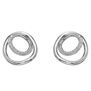 Image of Sterling Silver Circle/Spiral Earrings With Cubic Zirconia Detail