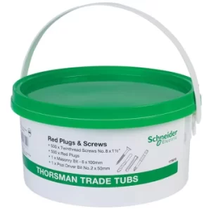 Image of Schneider Electric 1776015 Trade Tub Red Wall Plugs with Screws (T...