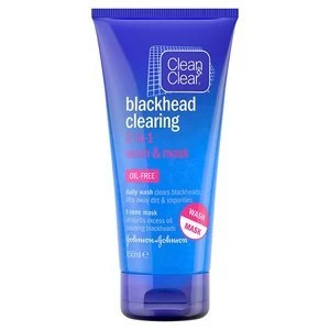 Image of Clean and Clear 2 in 1 Blackhead Face Mask and Wash