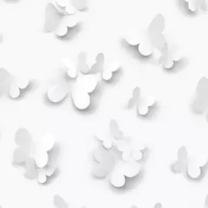 Image of Muriva Butterflies White Smooth Wallpaper