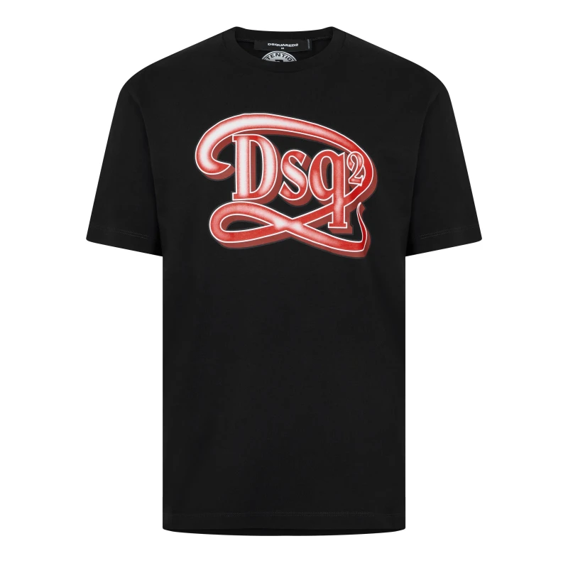 Image of DSquared2 Logo Print T-Shirt Black male M