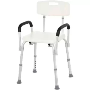 Image of Homcom Light Weight Aluminum Shower Bench Portable Lift Chair W/ Back & Armrest