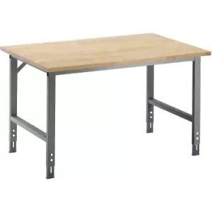 Image of RAU Work table, height adjustable, 760 - 1080 mm, solid beech worktop, WxD 2000 x 1000 mm, metallic charcoal