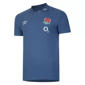 Image of Umbro England Rugby CVC Polo Shirt Adults - Blue