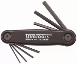 Image of Teng Tools 1476NAF 7 x Imperial/AF Folding Hex Key Set - Aluminium Case