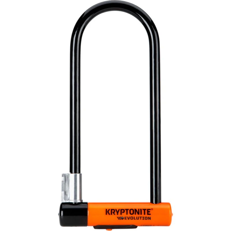 Image of Kryptonite Evolution Long Shackle U-Lock with Flexframe Bracket Sold Secure Gold LONG SHACKLE Black / Orange