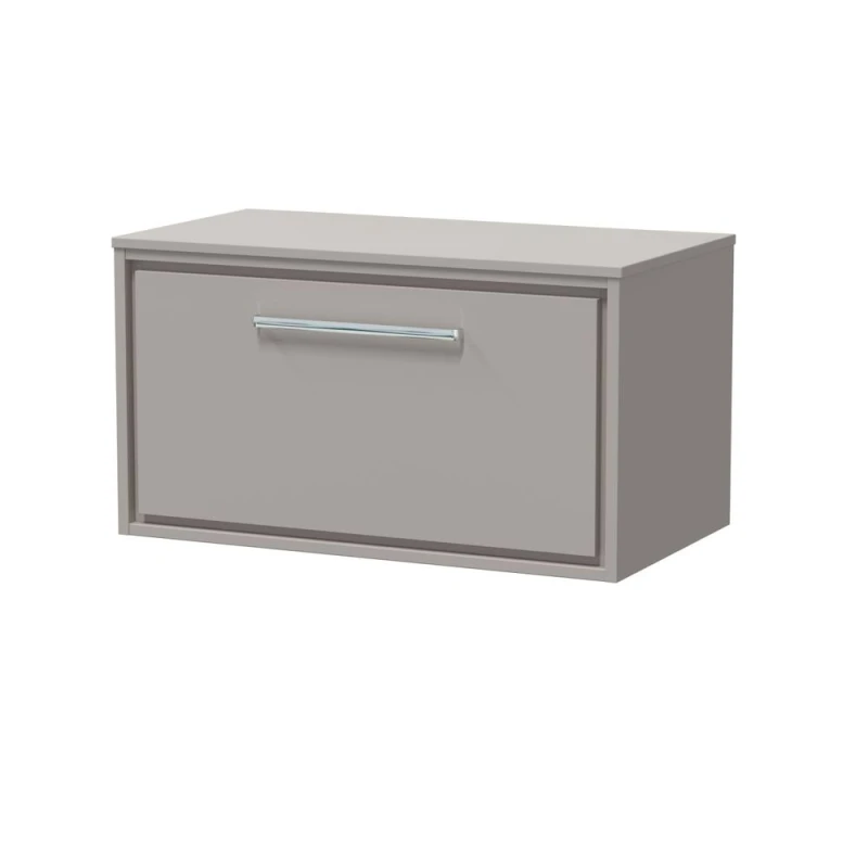 Image of Balterley 800mm Wall Hung Single Drawer Vanity with Worktop - Pebble Grey Grey Unisex
