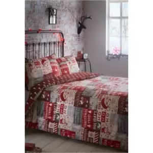 Image of Bedmaker - Ho Ho Ho Christmas Double Duvet Cover Set Bedding Quilt - Multi