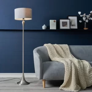 Image of Faulkner Brushed Chrome Floor Lamp with Dark Grey Reni Shade