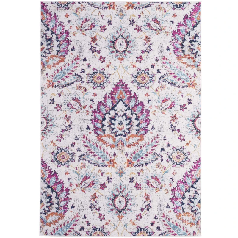 Image of THE RUGS Marrakech Multicolour Floral Large Area Rug & Runner Living Room 460 Size: 200cm x 290cm Multicolor Unisex 200cm x 290 cm