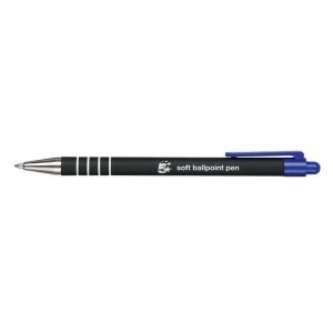 Image of 5 Star Office Retractable Ball Pen Soft Grip 1.0mm Tip 0.5mm Line Blue Pack of 12