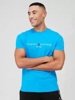Image of Tommy Hilfiger Classic Logo T-Shirt - Blue, Bright Blue Size M Men