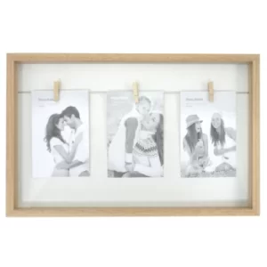 Image of White Natural Wood Triple Peg Frame