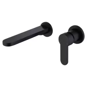 Image of Wall Mounted Black Basin Mixer Tap - Zorah