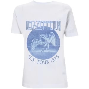 Image of Led Zeppelin - Tour '75 Blue Wash Unisex Medium T-Shirt - White