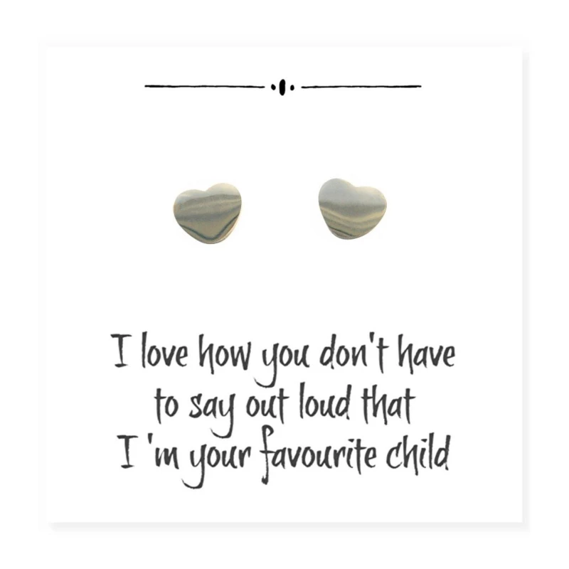 Image of Aye Do Heart Stud Earring & Funny Msg Card200-CDN-HSTDhrt - Silver Silver One Size