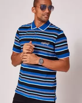 Image of Cotton Traders Mens Guinness Short Sleeve Textured Stripe Polo Shirt in Blue