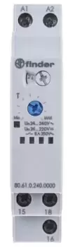 Image of Finder SPDT Timer Relay, 24 240V ac/dc 0.05 180s, DIN Rail Mount