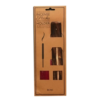 Image of 20 Fragranced Incense Sticks With Holder - Rose