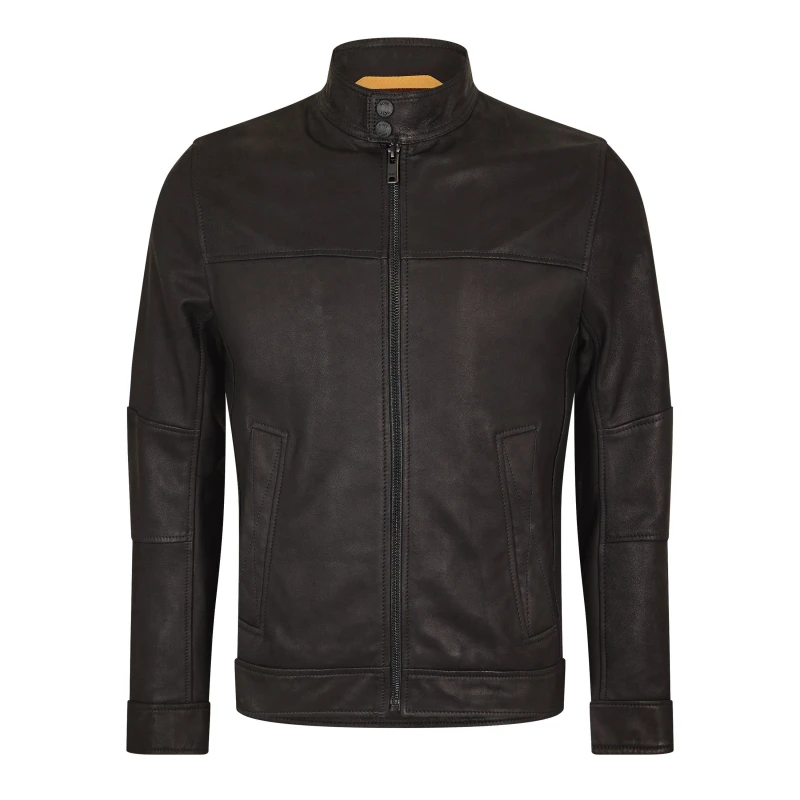 Image of Boss Mens Josep11 Leather Jacket Black male 34 (44)