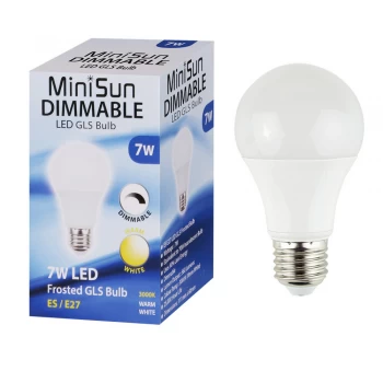 Image of MiniSun 7W ES/ E27 Frosted GLS Bulb In Warm White - Dimmable