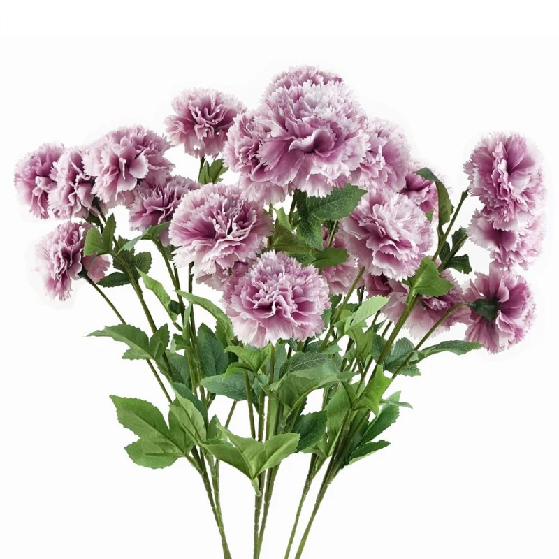 Image of Leaf Pack of 6 x 70cm Pink Artificial Carnation Stem - 4 Flowers Pink unisex