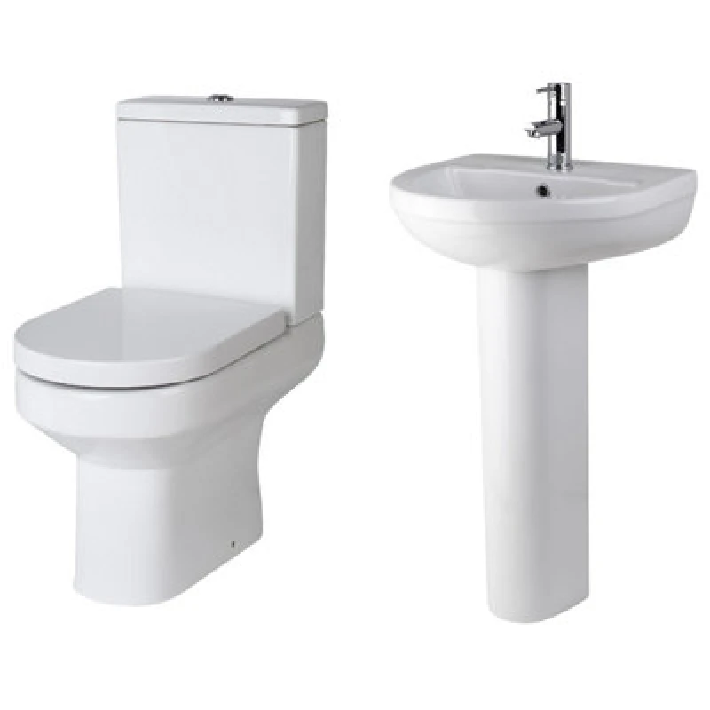 Image of Balterley Semi Flush to Wall Toilet Pan Cistern SeatBasin Full Pedestal White
