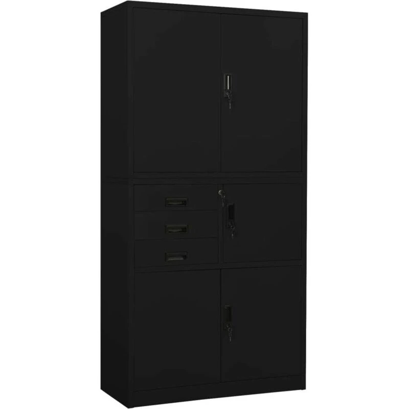 Image of VIDAXL Office Cabinet Black 90x40x180cm Steel Vidaxl 8720286566244
