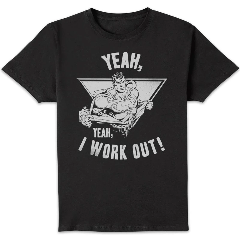 Image of DC Comics Superman I Work Out T-Shirt - Black - L