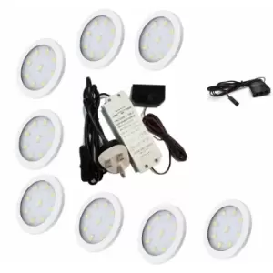 Image of Orbit xl White - Bright LED Light Under Cabinet Shelf Cupboard Set - Light Colour Natural - Lights 8
