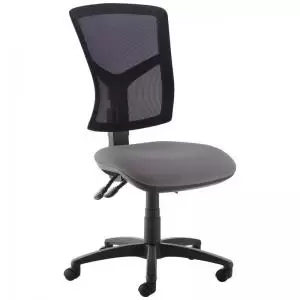 Image of Senza high mesh back operator chair with no arms - Blizzard Grey