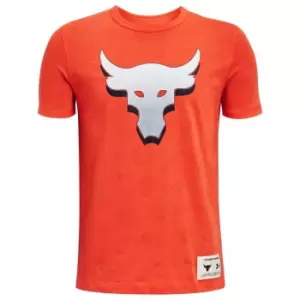 Image of Under Armour Project Rock Short Sleeve T Shirt Junior Boys - Orange