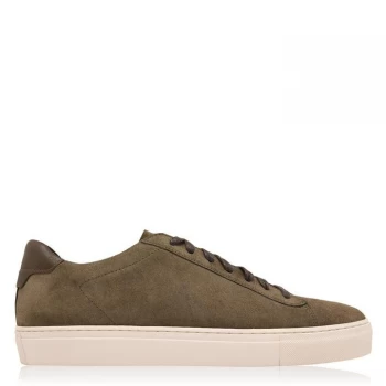 Image of Reiss Finly Low Top Suede Trainers - Dark Moss