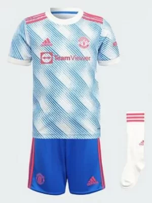 Image of Adidas Manchester United Infant 21/22 Away Mini Kit, Blue, Size 3-4 Years