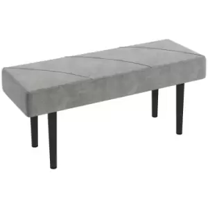 Image of HOMCOM End of Bed Bench with X-Shape Design and Steel Legs, Upholstered Hallway Bench for Bedroom, Grey