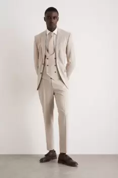 Image of Skinny Fit Neutral Semi Plain Waistcoat