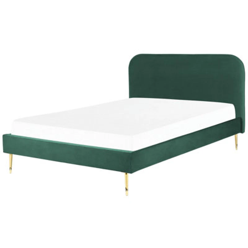 Image of Beliani Bed Velvet Flayat 160 X 200 Cm (Eu King Size) Emerald Green