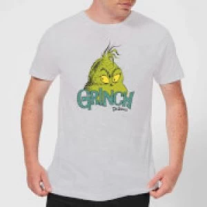 Image of The Grinch Face Mens Christmas T-Shirt - Grey - S