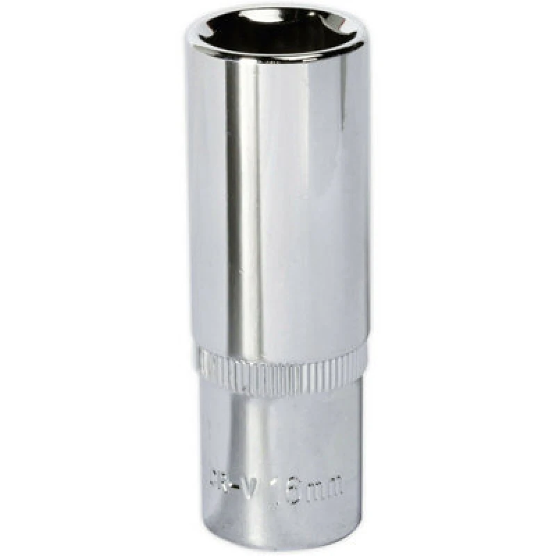 Image of Loops 16mm Forged Steel DEEP Drive Socket - 3/8" Square Drive Polished Chrome Vanadium Metallics
