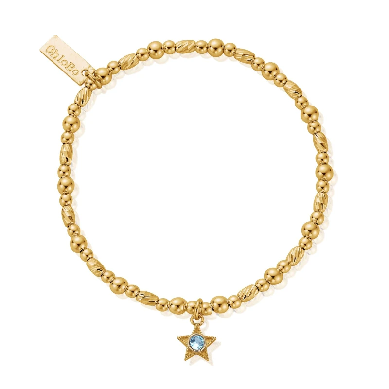 Image of ChloBo GBBCB3485 March Birthstone Bracelet - 18ct Gold Jewellery