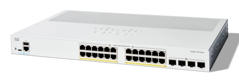 Image of Cisco Catalyst 1200-24P-4X Smart Switch. 24 Port GE. PoE. 4x10GE SFP+.