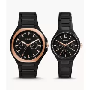 Image of Fossil His And Her Multifunction Stainless Steel Watch - Black