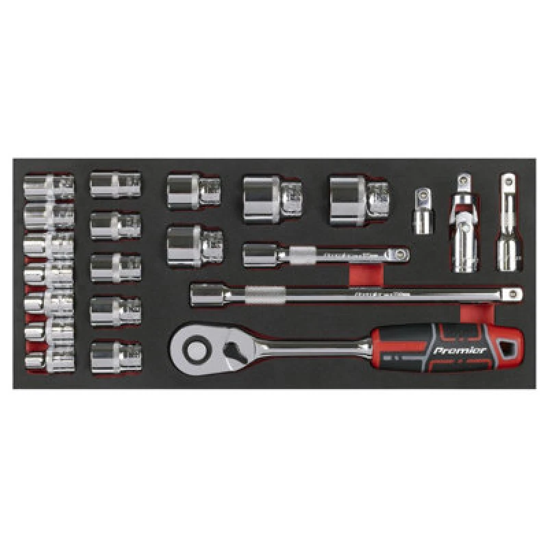 Image of Sealey Premier 22 Piece 1/2" Drive Socket Set in Module Tray TBT42 Drive: 1/2"
