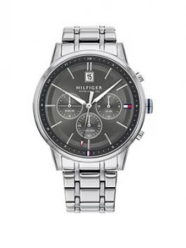 Image of Tommy Hilfiger Kyle Grey Sunray Chronograph Dial Stainless Steel Bracelet Mens Watch