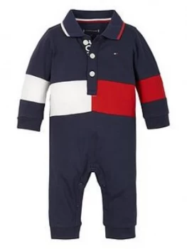 Image of Tommy Hilfiger Baby Boys Colourblock All In One, Navy, Size 12-18 Months